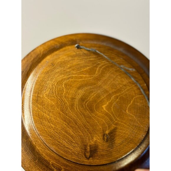 VTG 70‘s Hand Carved Wooden Wall Plate Bohemian - Rustic Home & Wooden Trivet - Picture 6 of 6